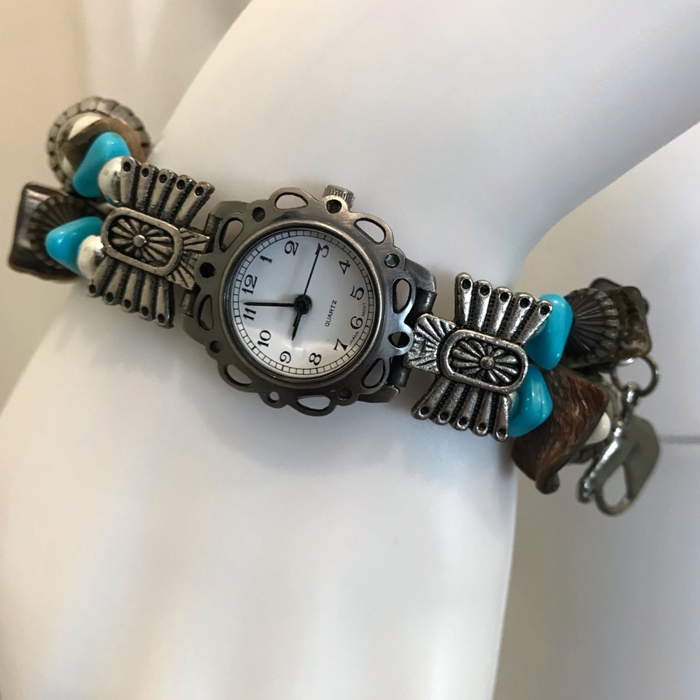 Southwestern Design Watch with Charms Beads 7.5”